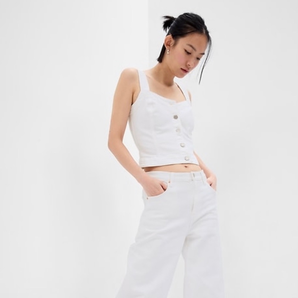 Gap White Denim Corset Top